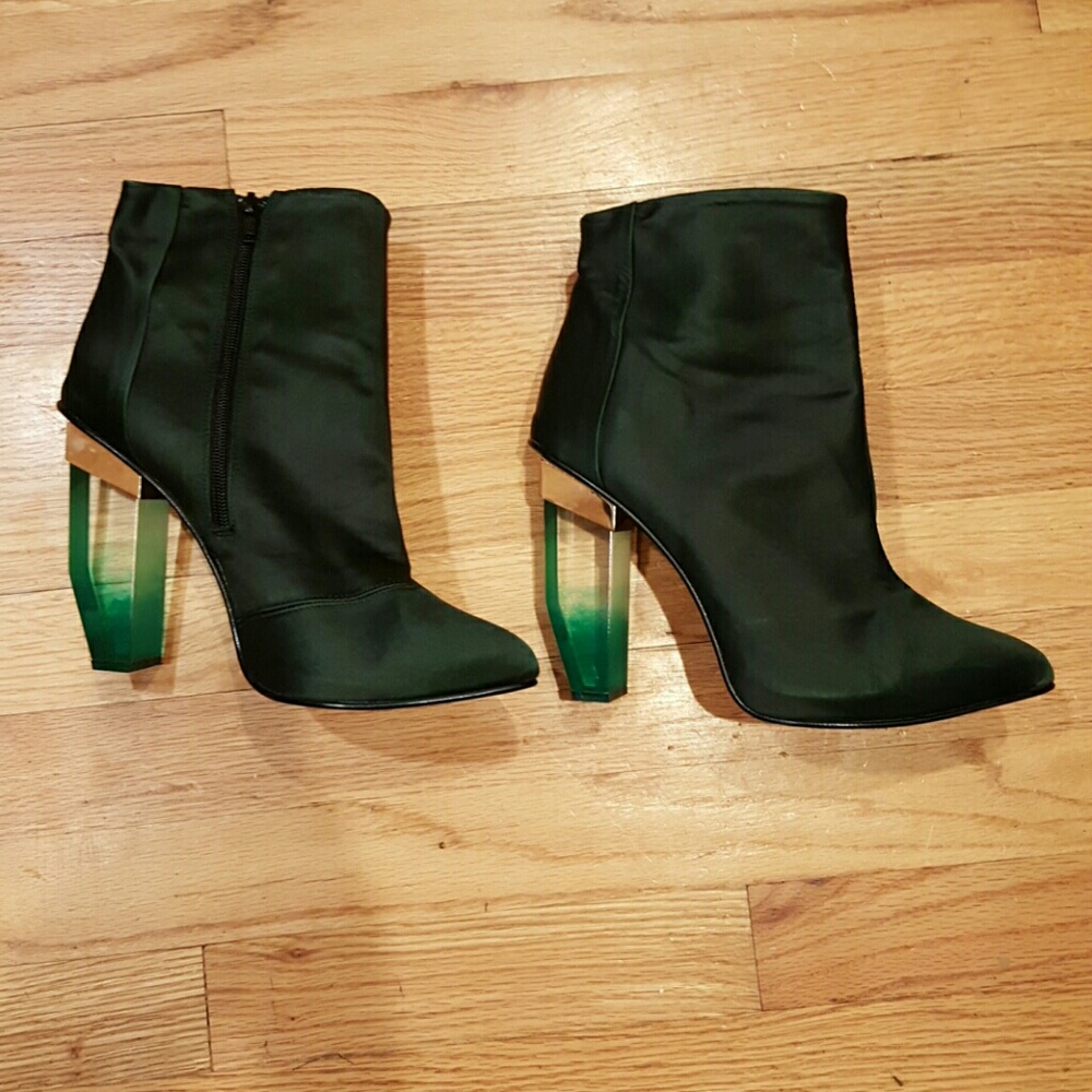 Miista Amaya green lucite clear heel boots